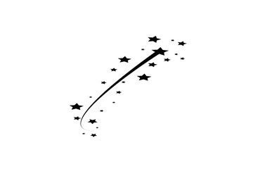 Obraz premium Abstract Falling Star - Black Shooting Star with Elegant Star Trail on White Background - Meteoroid, Comet, Asteroid, Stars
