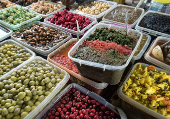 Pickled vegetables in an iranian bazar