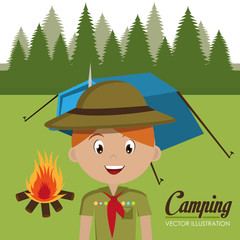 boy scout in the camping zone