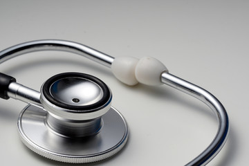 Stethoscope on a white table
