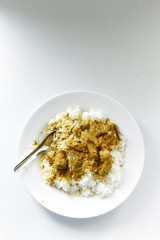 Thai food Rice and Curry with roasted pork