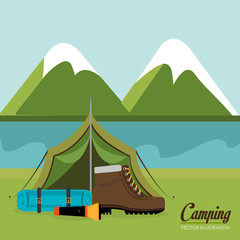 camping zone with tent scene