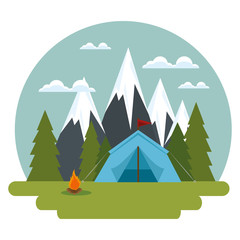 camping zone with tent scene