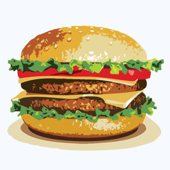 hamburger, burger, aliment, sandwich, cheeseburger, boeuf, pain, fromage, laitue, tomates, isol&eacute;, chignon, rapide, viande, repas, blanc, d&eacute;jeuner, d&eacute;licieux, casse-cro&ucirc;te, salade, l&eacute;gume, d&eacute;licieux, o