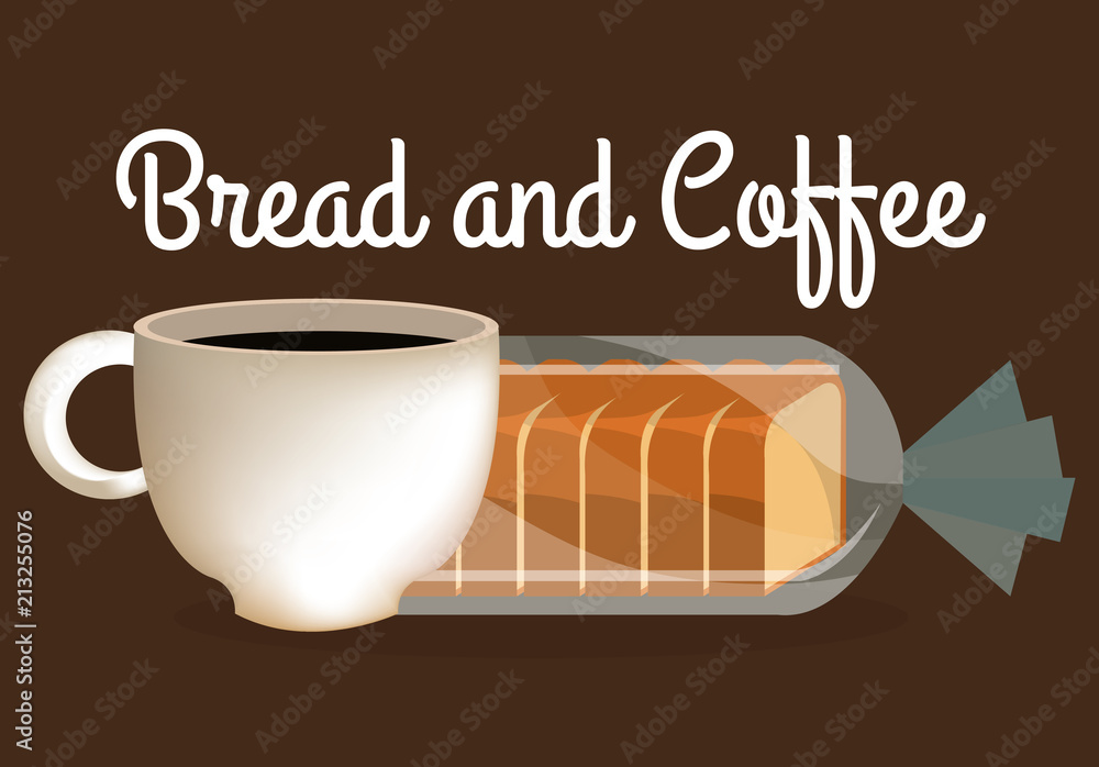 Canvas Prints delicious halved bread and coffee label