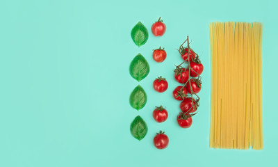 Italian pasta with tomatoes, grated parmesan and basil.