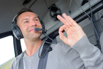 Pilot making positive hand gesture