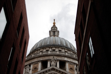 Cathedral framed between buildings