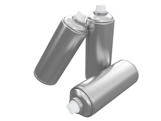 steel spray can for painting template from front or side view isolated on a white background 3d...