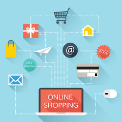 Online Shopping - Flat Design Illustration - vector