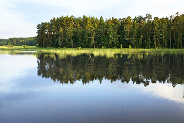 Fototapeta na wymiar Echo lake near Zwierzyniec. Poland