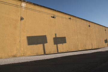 Concrete wall around prison  yard