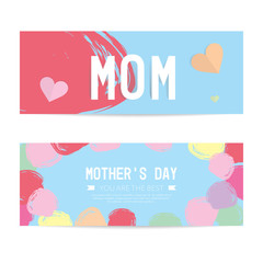 Happy mohter's day with element heart paper shape banner. best mom symbols of love.