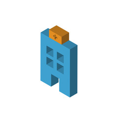 Hospital isometric right top view 3D icon