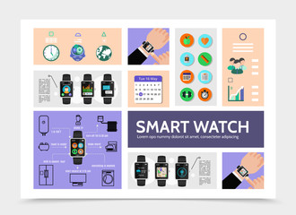 Flat Smart Watch Modern Infographic Template