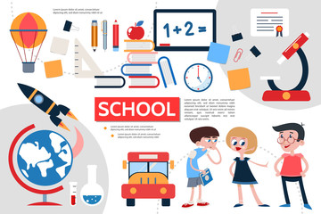 Flat School Infographic Concept