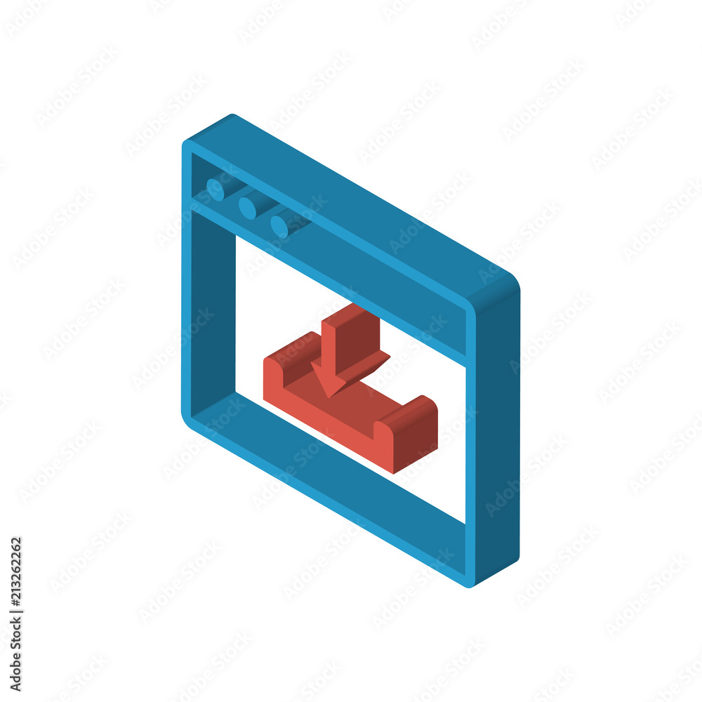 Poster browser isometric right top view 3d icon