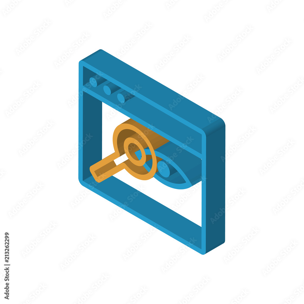Poster browser isometric right top view 3d icon