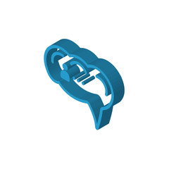 Brain isometric right top view 3D icon