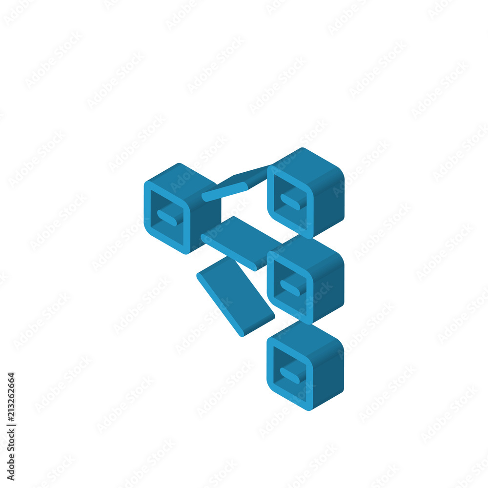 Poster hierarchical structure isometric right top view 3d icon