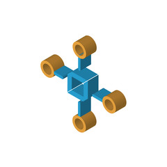 Cube isometric right top view 3D icon