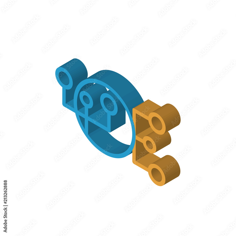 Sticker hierarchical structure isometric right top view 3d icon