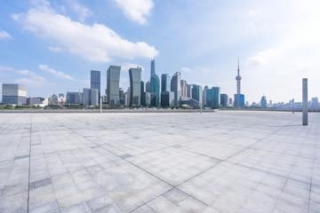 empty square with city skyline