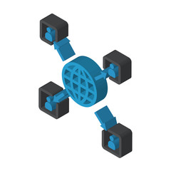 Networking isometric right top view 3D icon