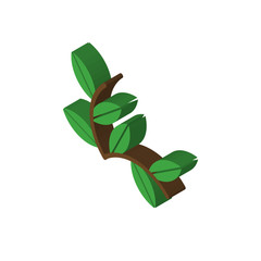 Plant with Two Leaves isometric right top view 3D icon