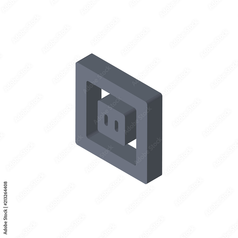 Poster big socket isometric right top view 3d icon