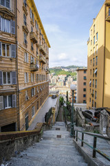 Fototapeta na wymiar Genoa, Italy - June, 12, 2018: residential district in Genoa, Italy