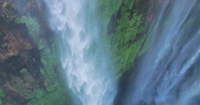 Tumpak sewu rainbow waterfalls aerial scenic view, Indonesia