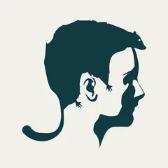 Eine Tier- oder Gesichtsprofilansicht. Optische Täuschung. Menschlicher Kopf mit abstraktem Nagetier als Haarschnitt © JEGAS RA
