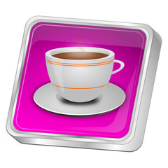 Button with a Cup of Coffee - 3D illustration