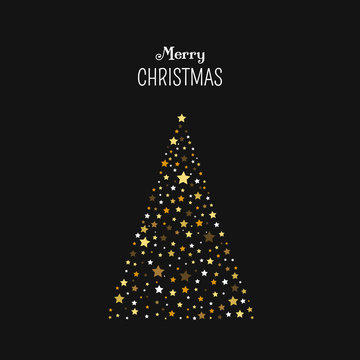Weihnachtsbaum mit Dekorationen und der Schrift: Merry Christmas