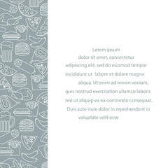 Beer, different types of food and fast food.