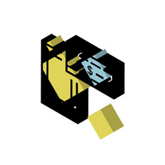 Obraz premium Money isometric right top view 3D icon