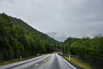 On the road in Norway ,More og Romsdal county in the northernmost part of Western Norway