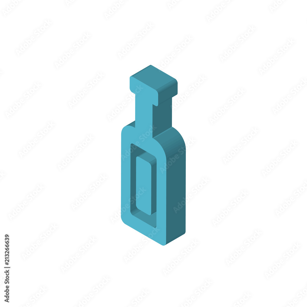 Poster message in a bottle isometric right top view 3d icon