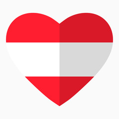 Flag of Austria in the shape of Heart, flat style, symbol of love for his country, patriotism, icon for Independence Day.