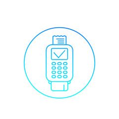 pos terminal, completed payment vector line icon