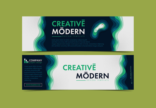 Banner Layout with Layered Wave Elements