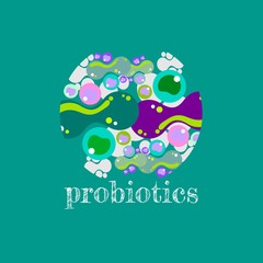 Probiotics logo. Concept of healthy nutrition ingredient for therapeutic purposes. simple flat style trend modern logotype graphic design isolated