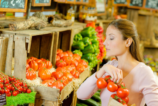 Woman shopping in an organic store