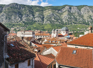 Fototapeta na wymiar Old Town Kotor rooftops view, Montenegro