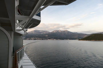 Kotor Bay view from cruise ship, Montenegro