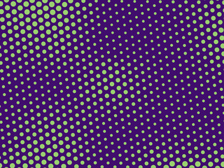 Green-purple halftone background. Digital gradient. Abstract backdrop with circles, point, dots