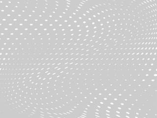 White-gray halftone background. Digital gradient. Abstract backdrop with circles, point, dots