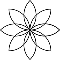 Fototapeta na wymiar Black and White Basic Flower Vector