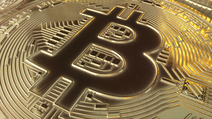 Bitcoin gold coin digital currency close up